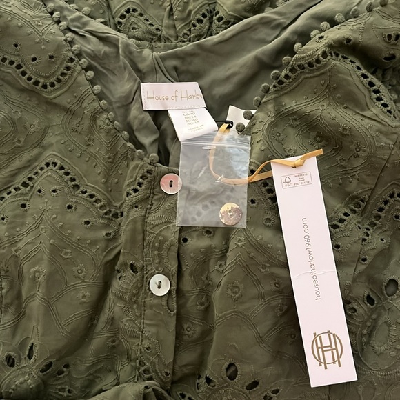 House of Harlow 1960 Olive Eyelet Midi Dress - Picture 2 of 3